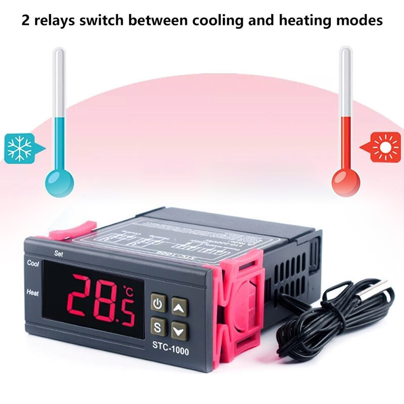 STC-1000 AC 110V-220V Digital Temperature Controller Thermostat With Sensor x2