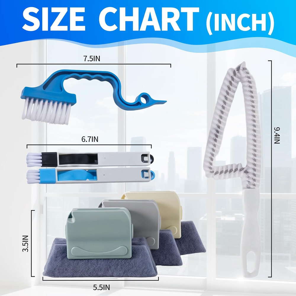 Window Track Cleaner Tool Set, 13 Pcs Magic Window Sill Cleaning Tools Kit with