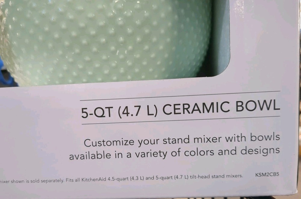 KitchenAid 5-Quart Dew Drop Ceramic Bowl Fits 4.5-Quart & 5-Quart New NIB