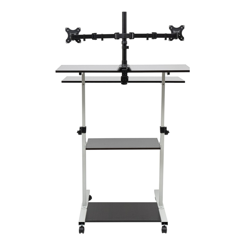 Mobile Standing Desk Adjustable Height Computer Rolling Laptop Cart Work Table