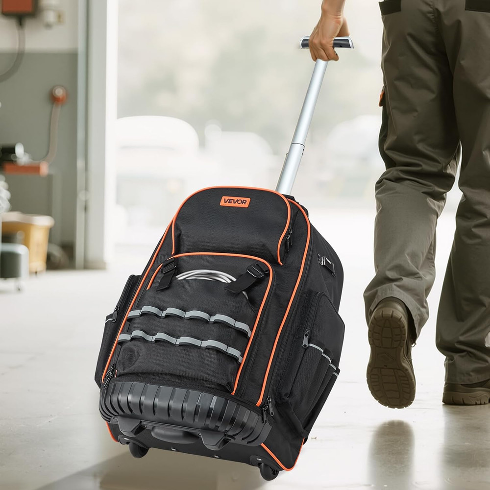 Rolling Tool Backpack, 110 Lbs Load Capacity, 72 Pockets Heavy Duty Roller Tool