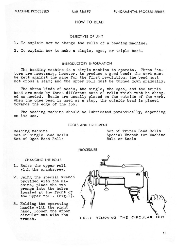 Sheet Metal Working Series- Machine Processes Instruction Manual #1321