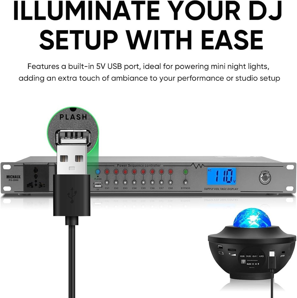 Rack Mount Sequencer Surge Protector 2000W 10 Outlets--