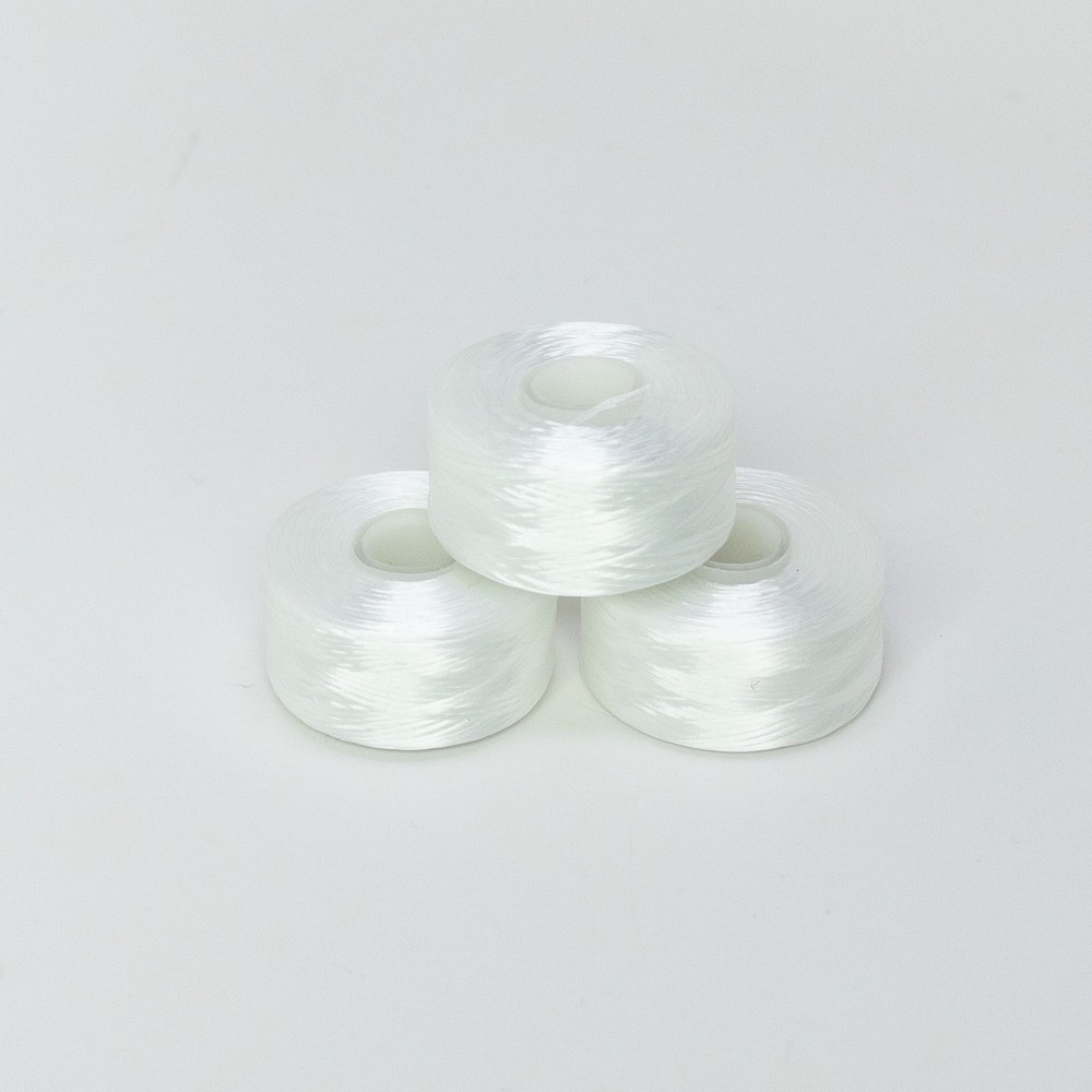 NYMO Nylon Beading Thread Size D White 64 Yard Bobbin 3 Pack Bead Weaving