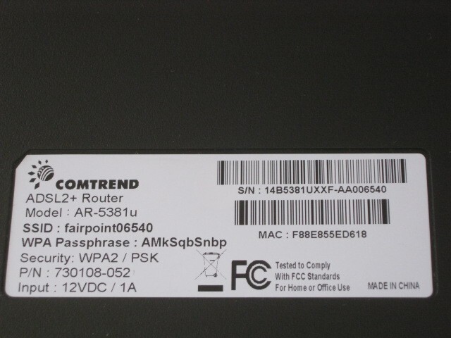 Comtrend Wireless ADSL2 + Router Model AR-5381u