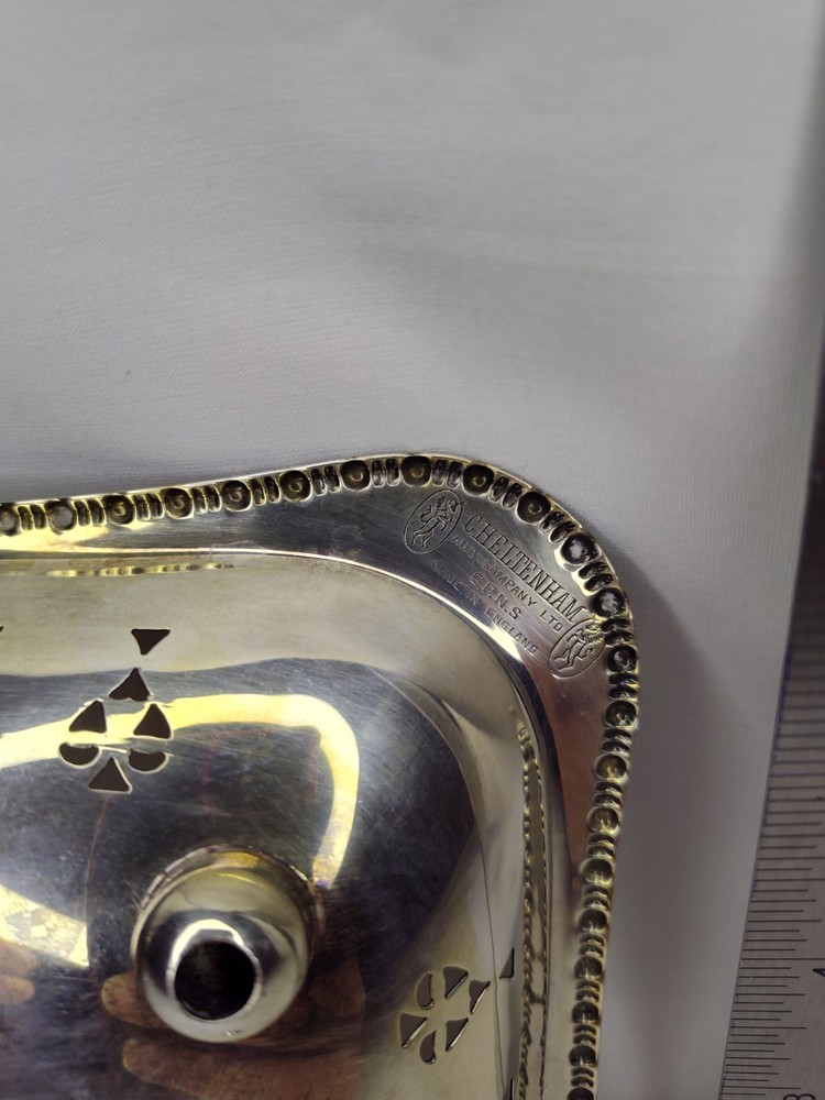 Cheltenham EPNS Pierced Brides Basket, Vintage Silver plate, English