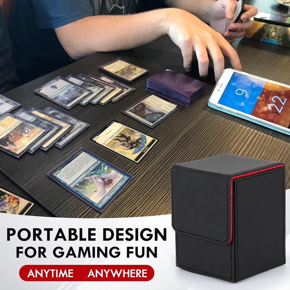 180+ Card Deck Box with Magnetic Closure, PU Leather MTG Commander Deck Case Hol