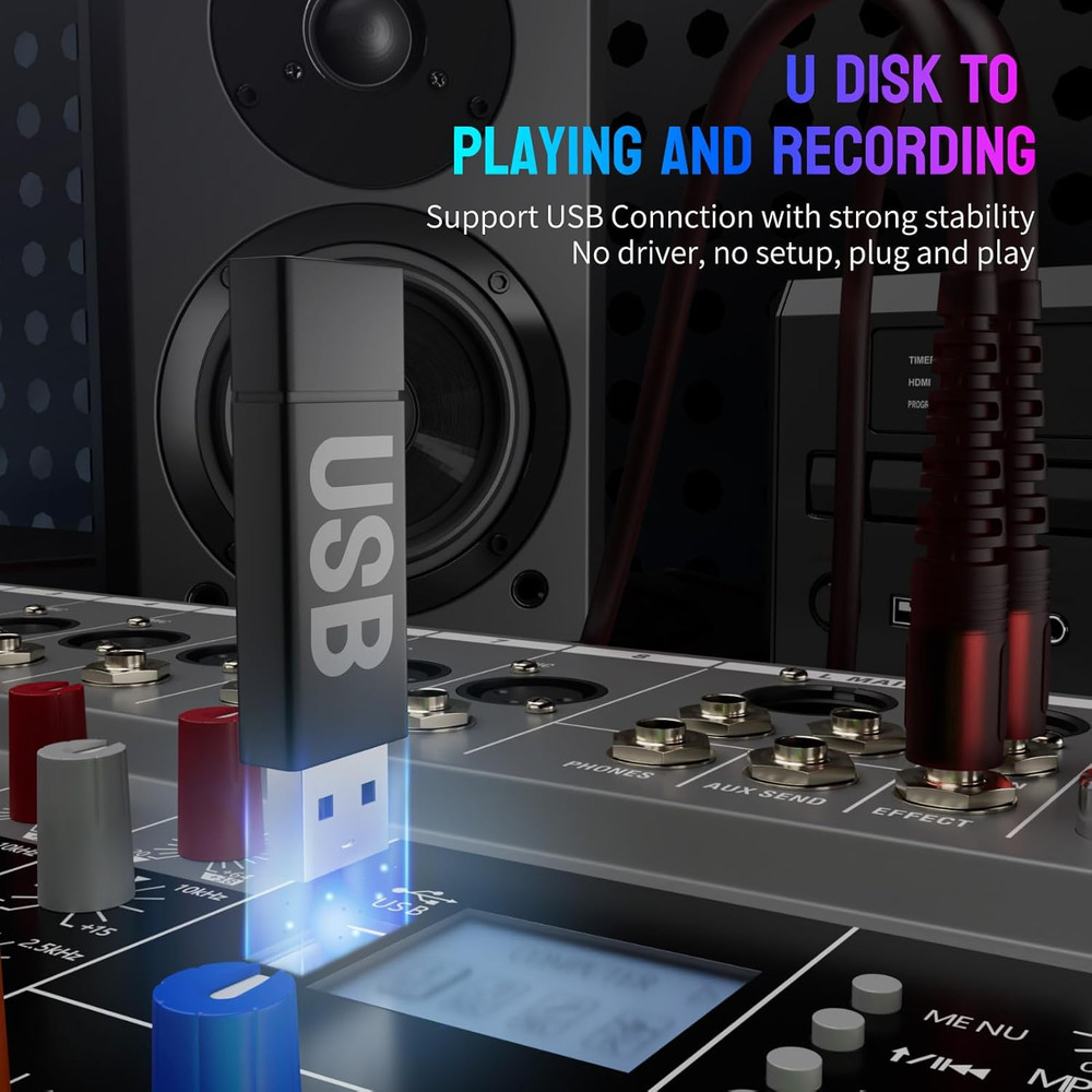Professional DJ Audio Mixer - 6 Channel DJ Bluetooth Controller Sound Mixer,USB