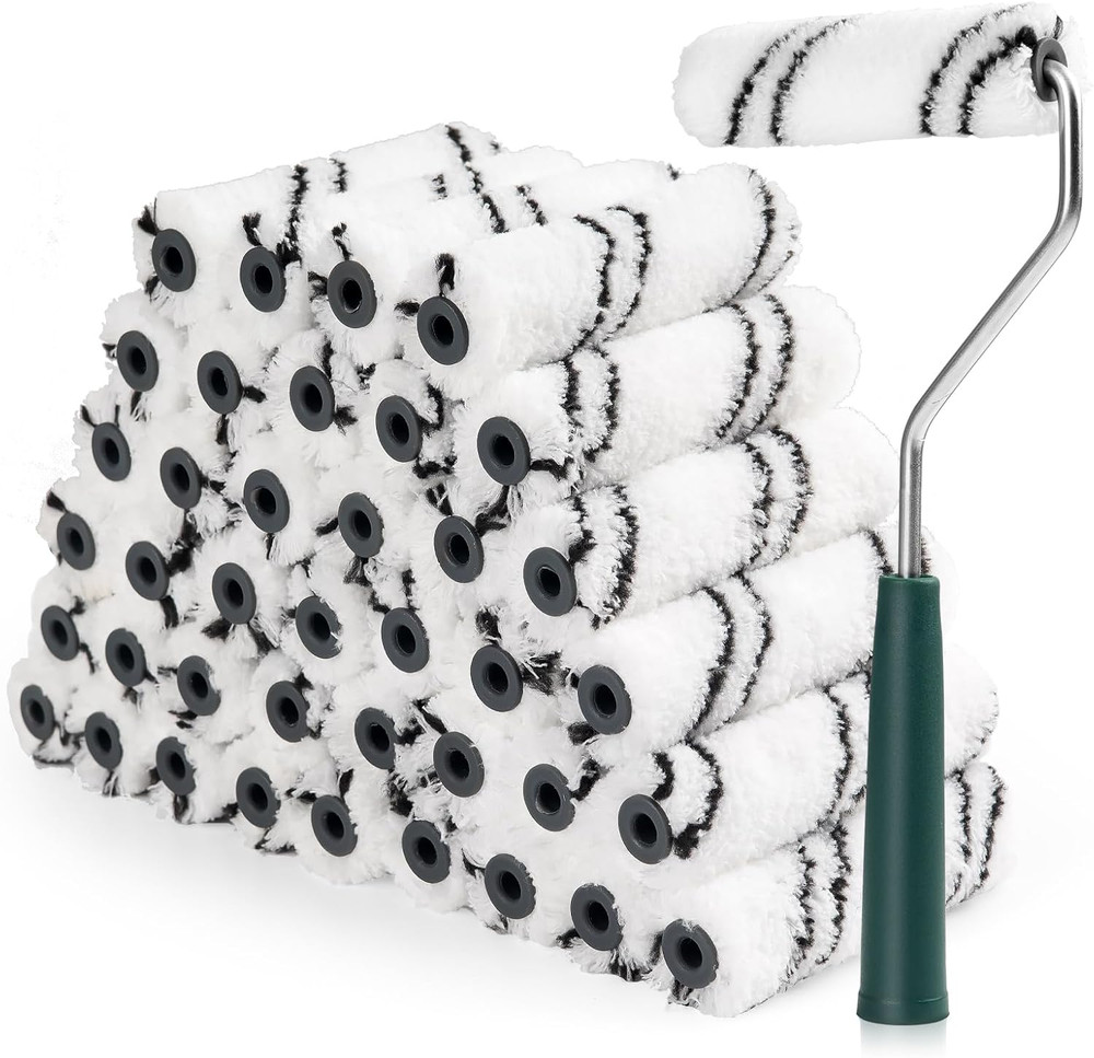 Microfiber Paint Roller 4 Inch, Small Paint Roller Covers (3/8-Inch Nap, 40 Pack