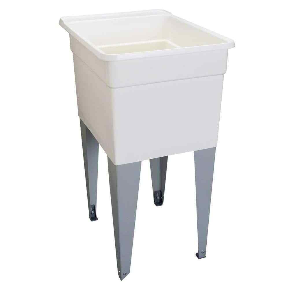 MUSTEE Laundry Tub Plastic Single White Basin Utility Sink Bowl 18 in. x 24 in.