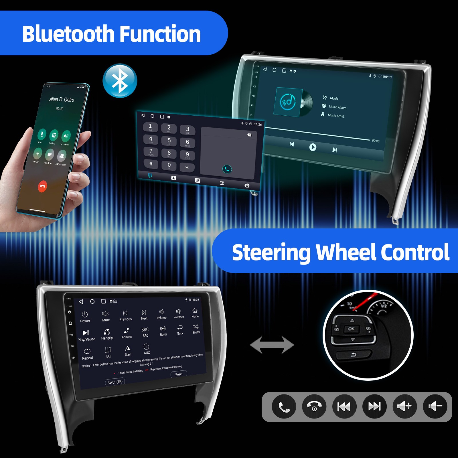 Android 15 Carplay For 2015-2017 Toyota Camry Car Stereo Radio GPS Navi BT WIFI