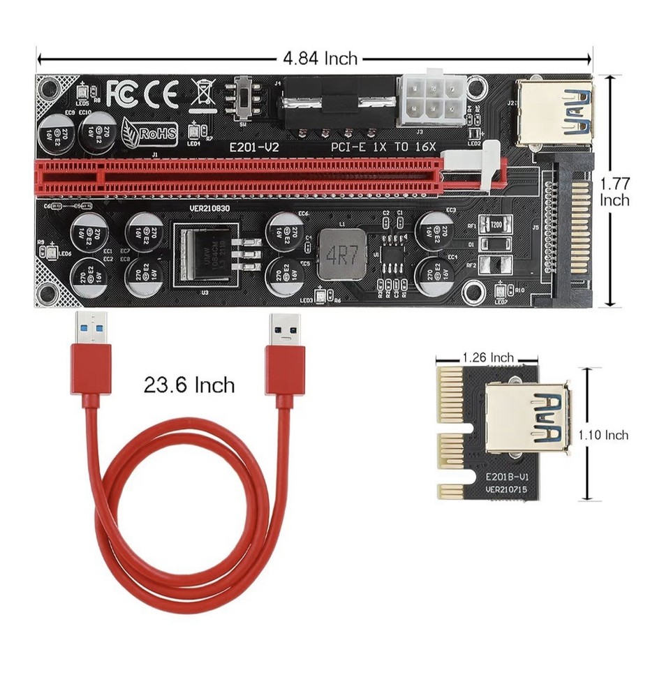PCI-E PCIe X1 to PCle X16 Powered USB3.0 GPU Riser Extender Adapter