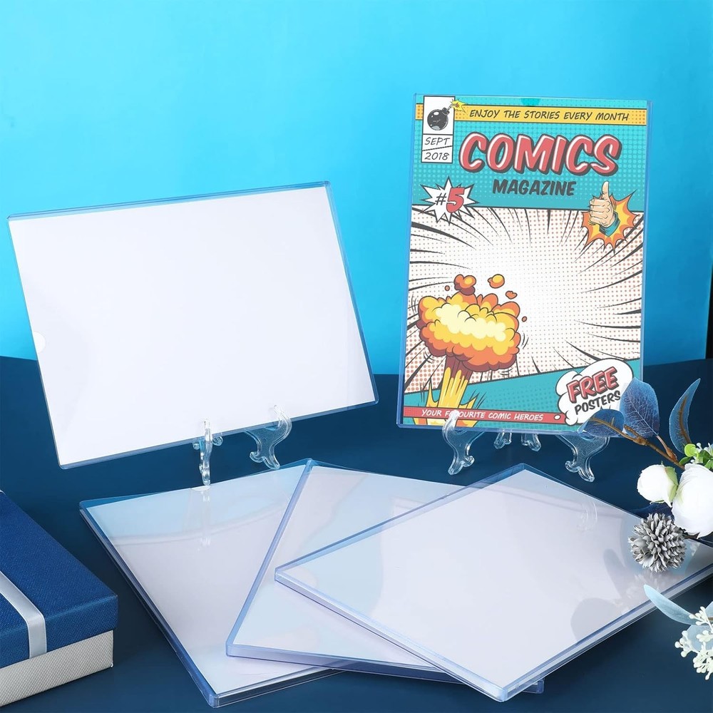 Comic Book Display Case Set, Include Comic Book Sleeves and Clear Plastic Easels