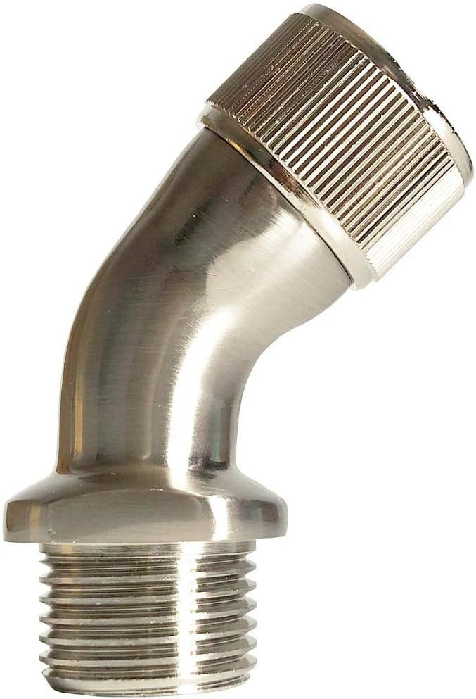 Brushed Nickel 45-Degree Shower Head Elbow Adapter - Solid Brass & Compact