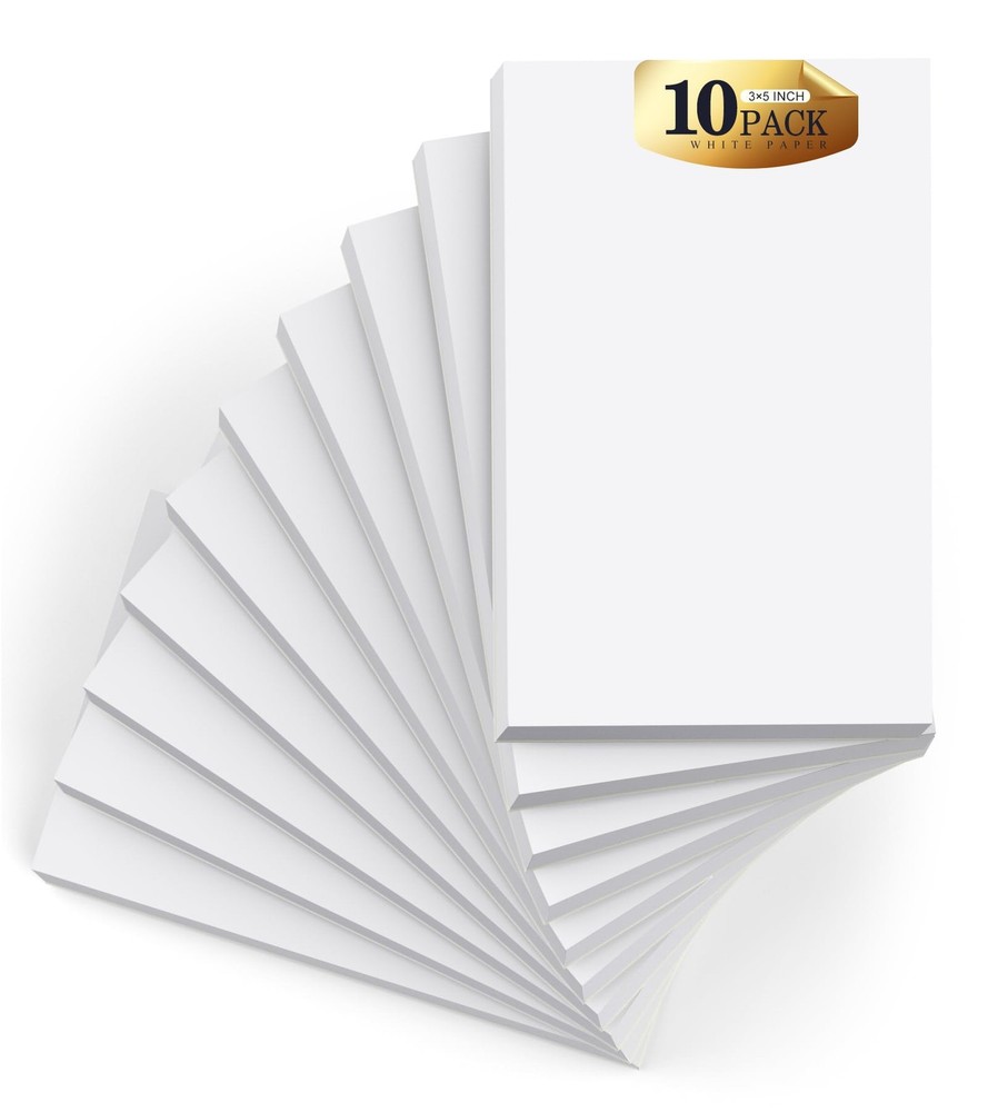 Small Note Pads 3x5 Pocket Notepad, 10 Pack Server 3x5, White- 10