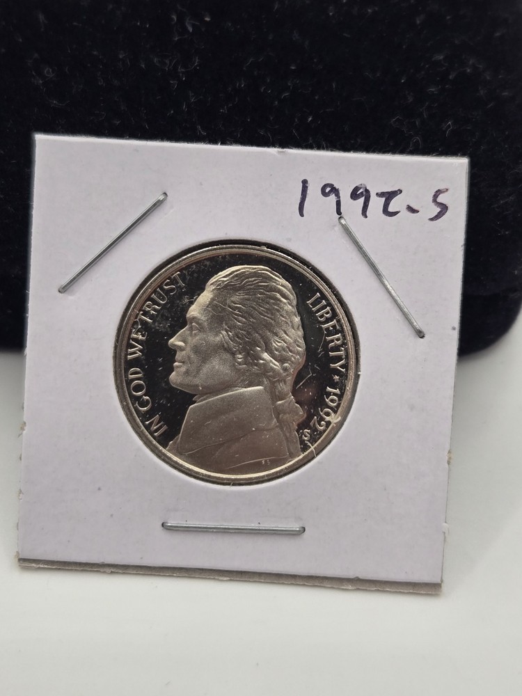1992 S Proof Jefferson Nickel - Five Cent Coin from Proof Set