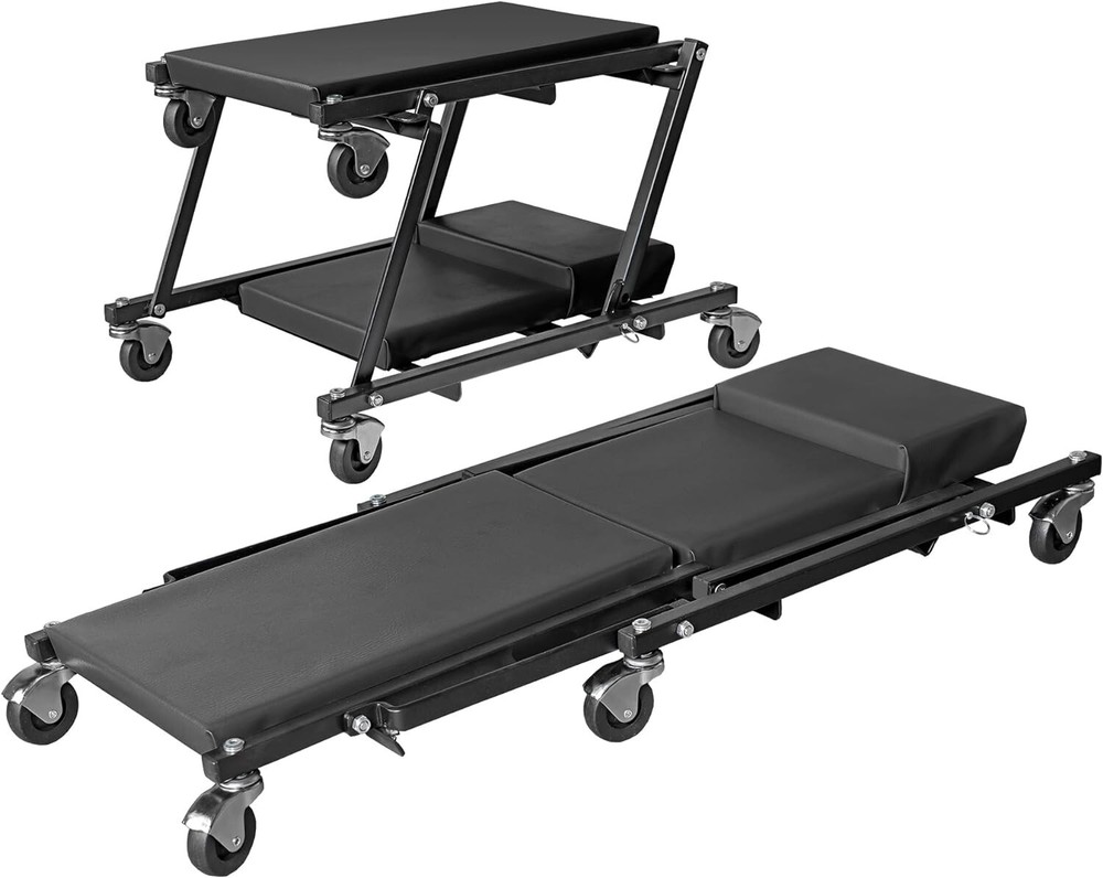 36" Foldable Automotive Creeper and Stool Combo for Comfortable Auto Repairs