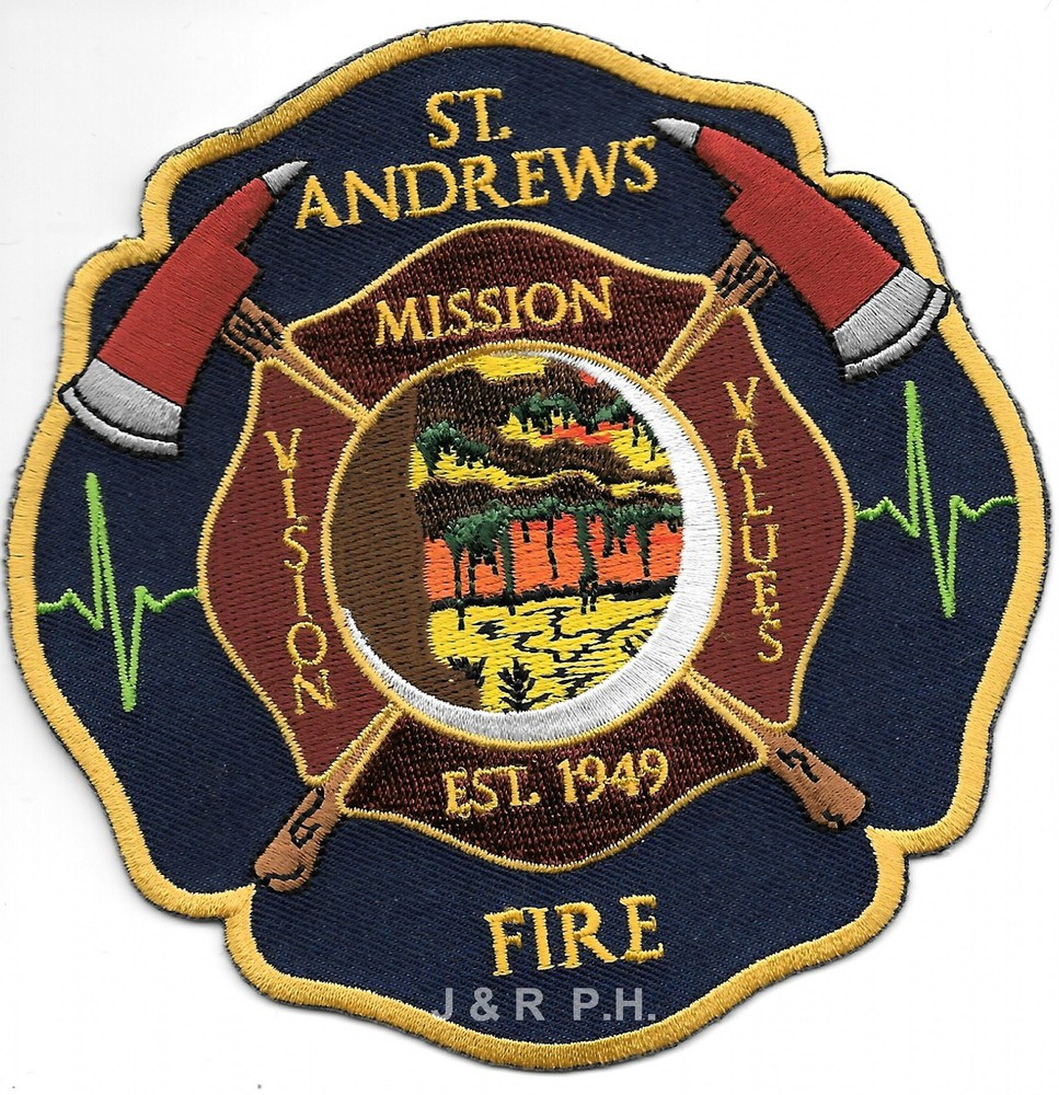 St. Andrews, SC  "Mission- Vision-Values"  (4.5" x 4.5" size) fire patch