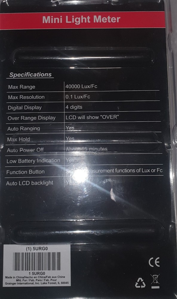 Mini Light Meter 5URG0 Backlit LCD