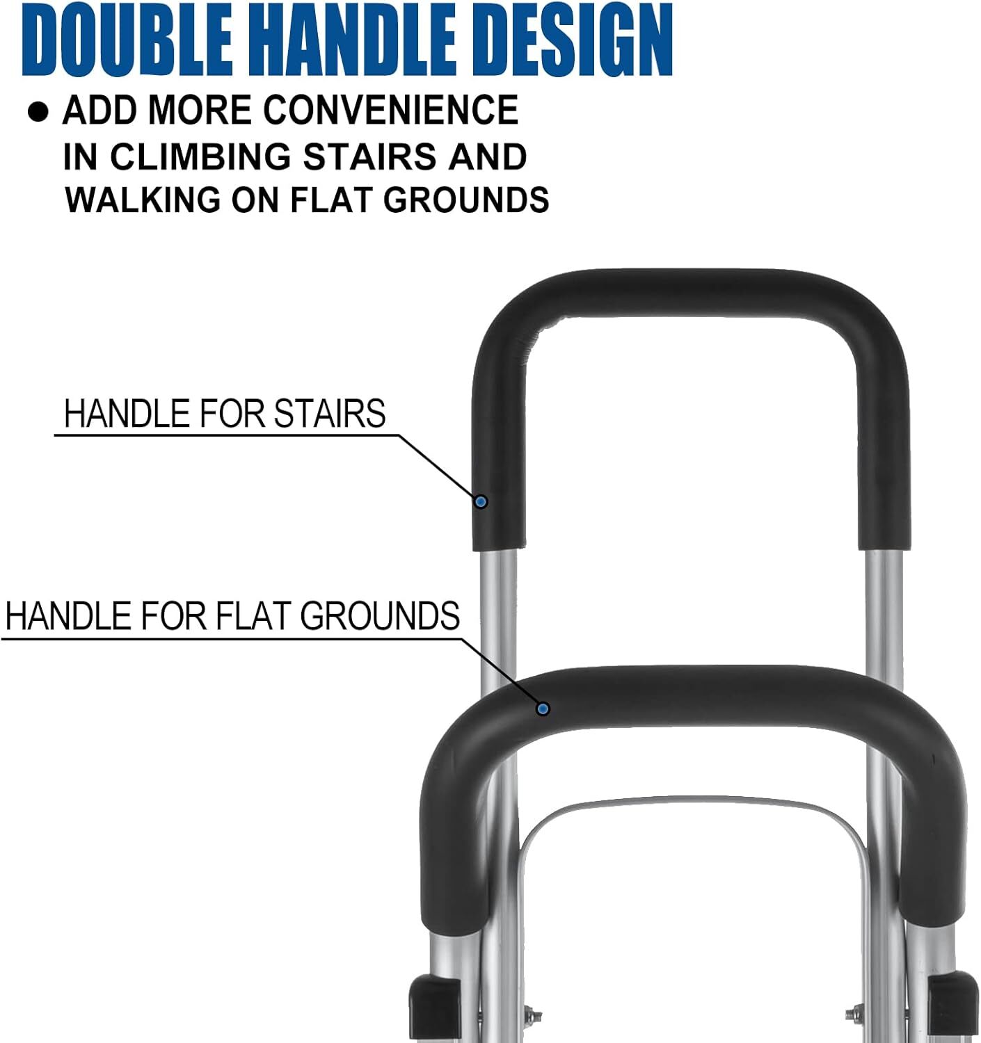 Stair Climbing Cart 650 lbs Capacity Aluminum Hand Truck Dolly with Dual Handles
