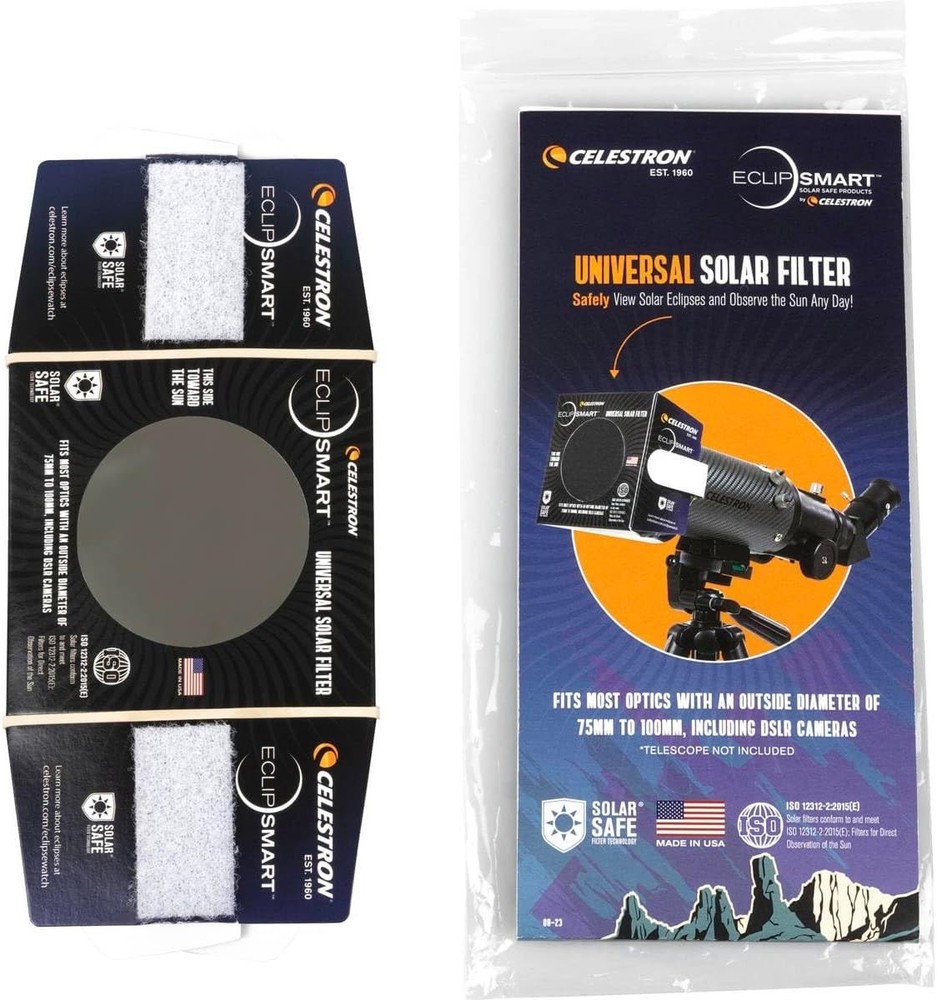 EclipSmart Folding Solar Eclipse Filter - Safe for Telescope & DSLR Cameras