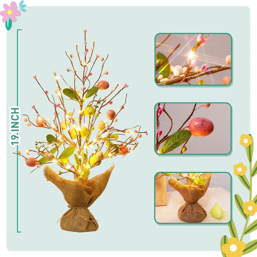 EAMBRITE Easter Decorations Egg Tree 2pcs, Colorful