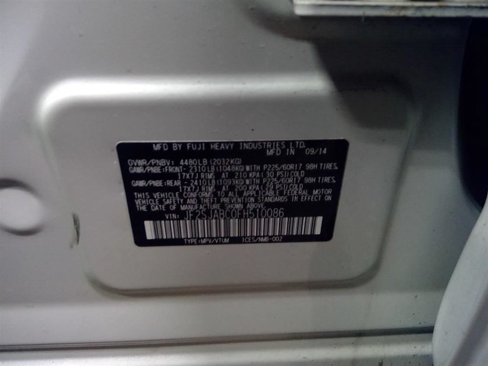 SRS Control Module Console Front Fits 14-15 FORESTER 98221SG001