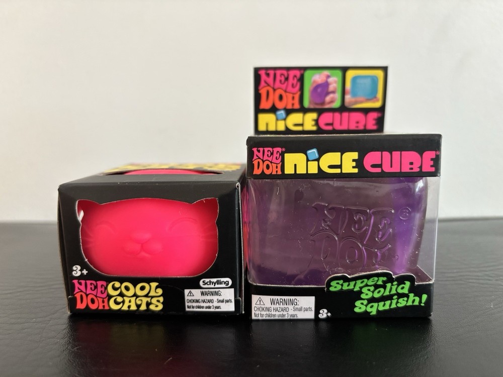 Schylling NeeDoh Cool Cats Kitty and Nice Ice Cube Squishy Authentic