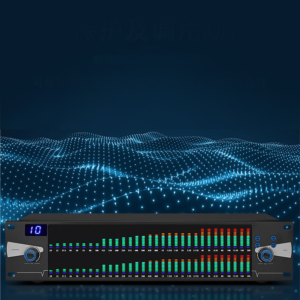 Professional Graphic Equalizer Digital Equalizer Dual 31-Band Spectrum Display