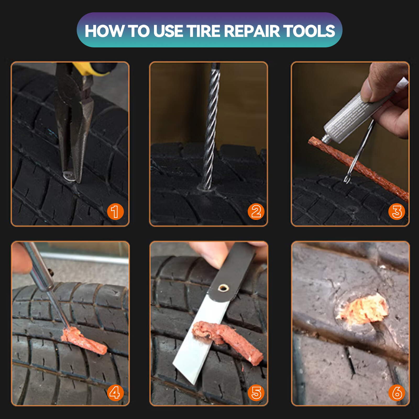 Tire Repair Kit Plug Car Truck Motorcycle Home DIY Flat Puncture Patch Tool Set