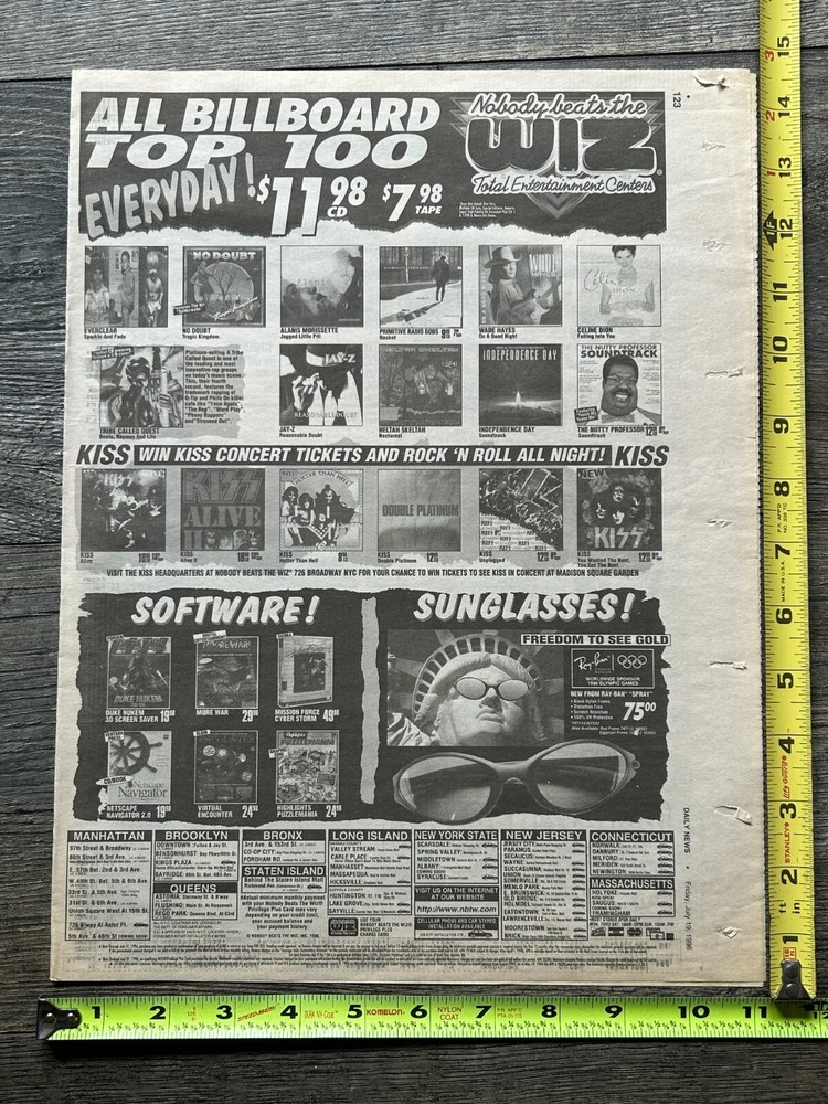 KISS Concert Ad Alive Reunion Tour MSG NYC 1996 CD Back Catalog Wiz Vintage Kiss