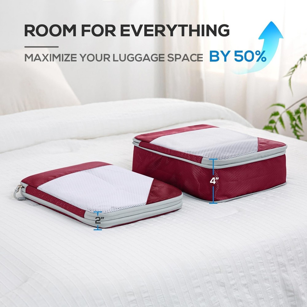 Compression Packing Cubes, 7 Set Packing Cubes for Travel Compression, Lightw...