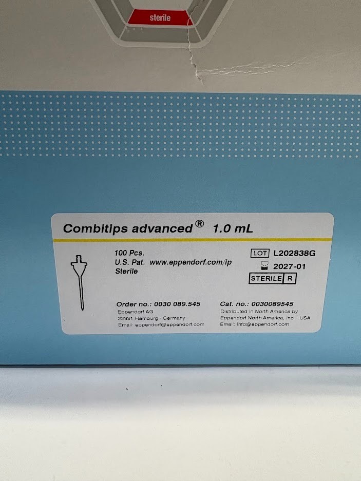 (86 PCS) EPPENDORF Combitips Advanced 1mL Plastic Pipet Tips Sterile 0030089545