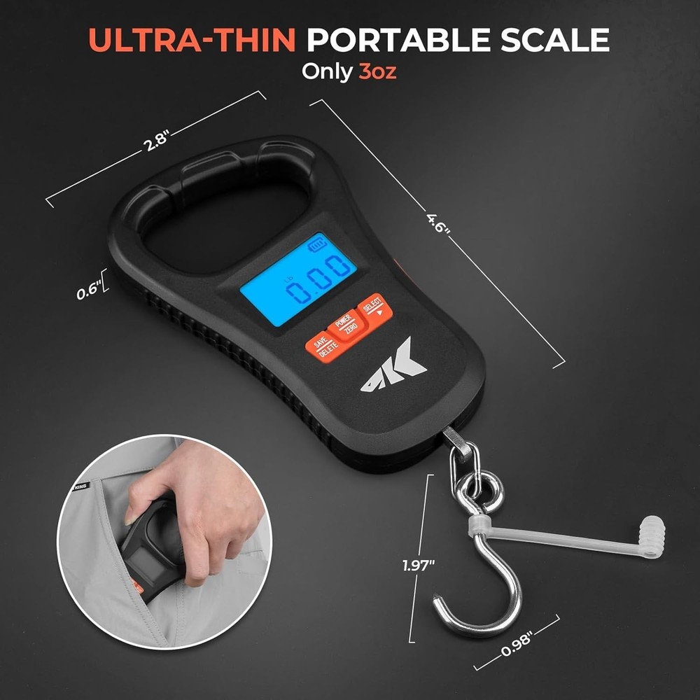 Ultra-Thin Digital Fish Scale, LCD Display, Ergonomic Handle