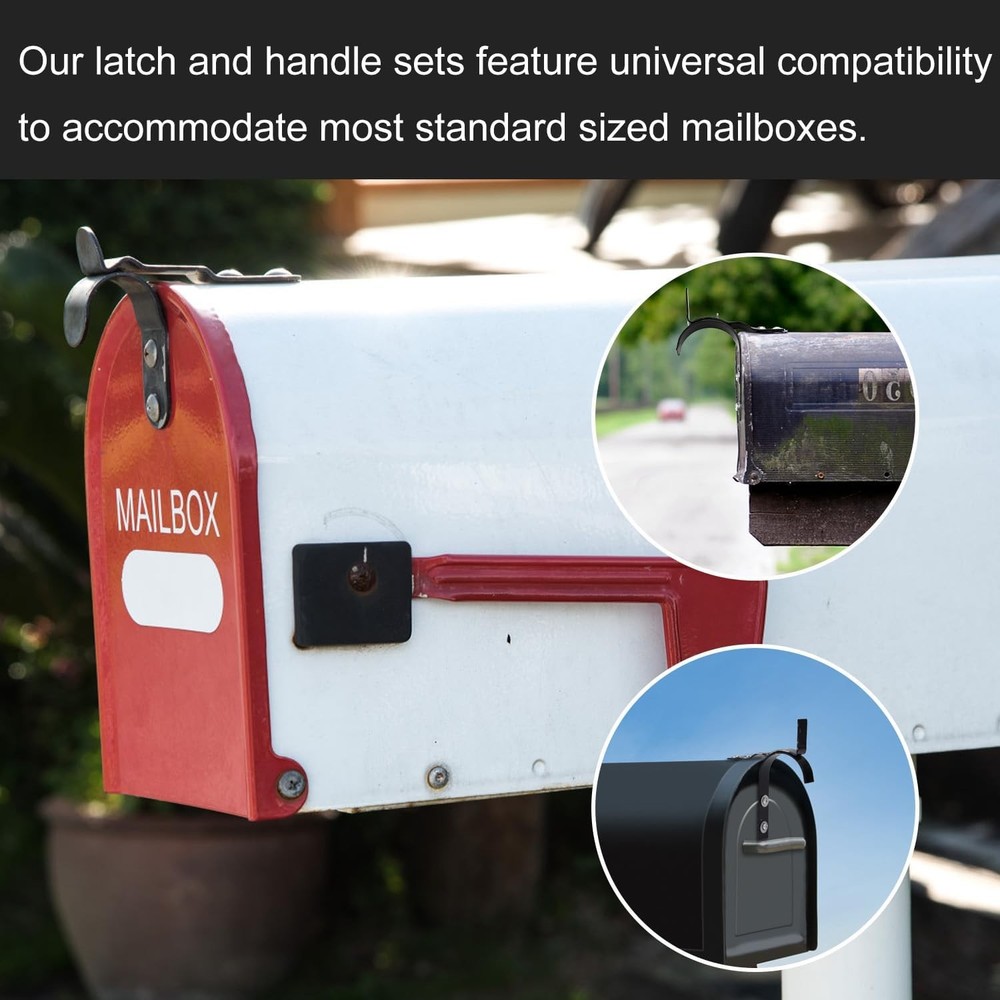 Mailbox Latch and Handle Kit, Metal Secure Replacement Set for black, silver