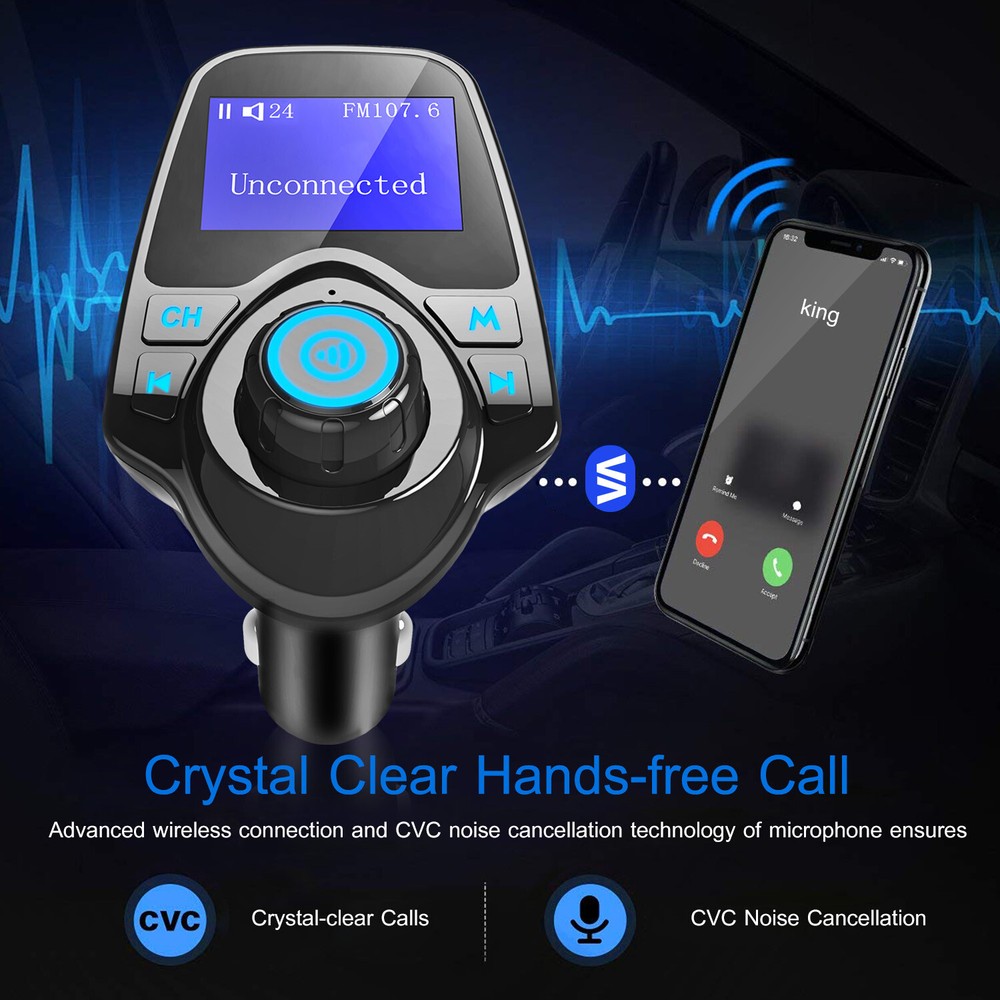 Auto Hands Free Wireless Car AUX Audio Receiver FM Adapter USB Charger