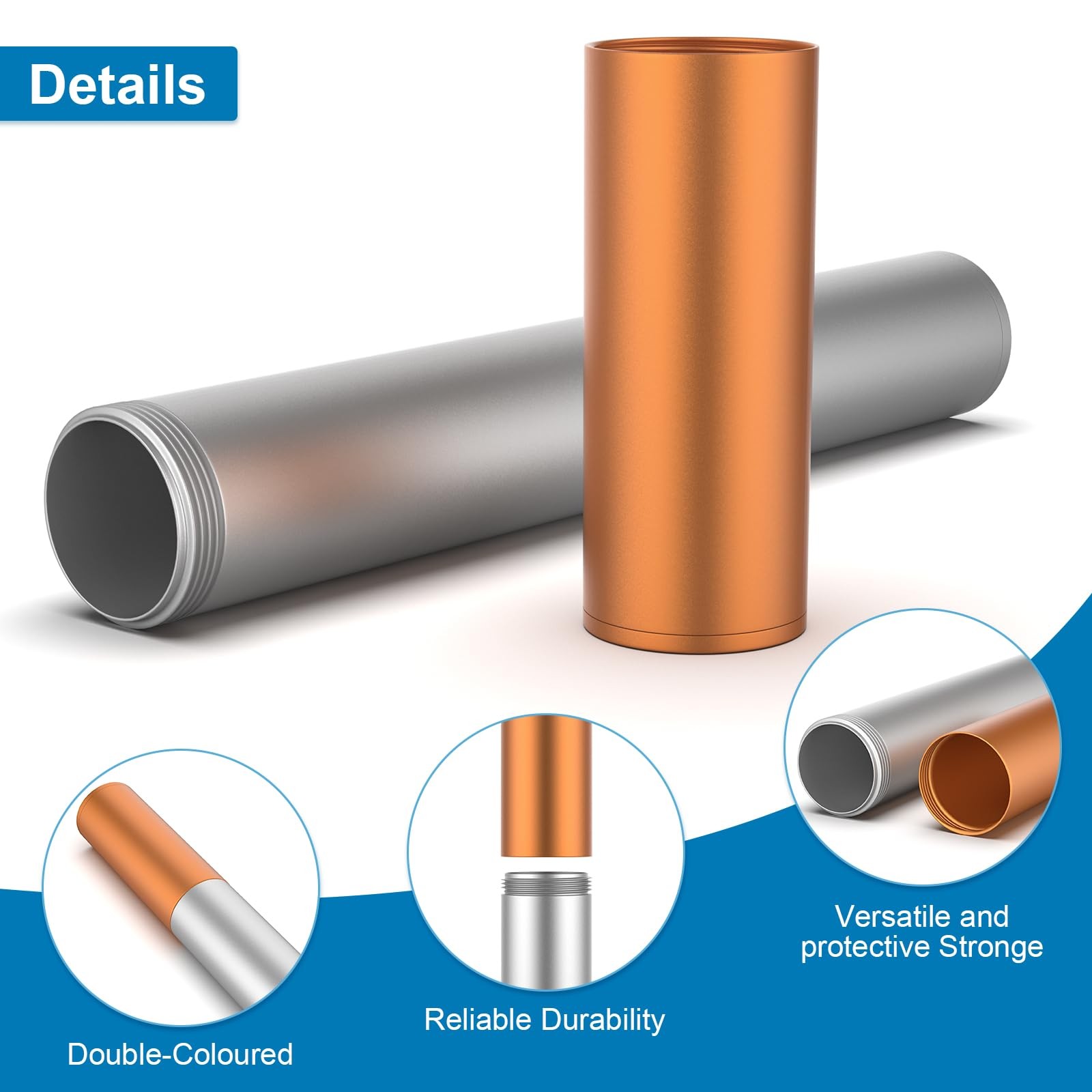 Welding rod storage tube,Ybenlld 14 Inch Metal Rod 14", Silver+orange