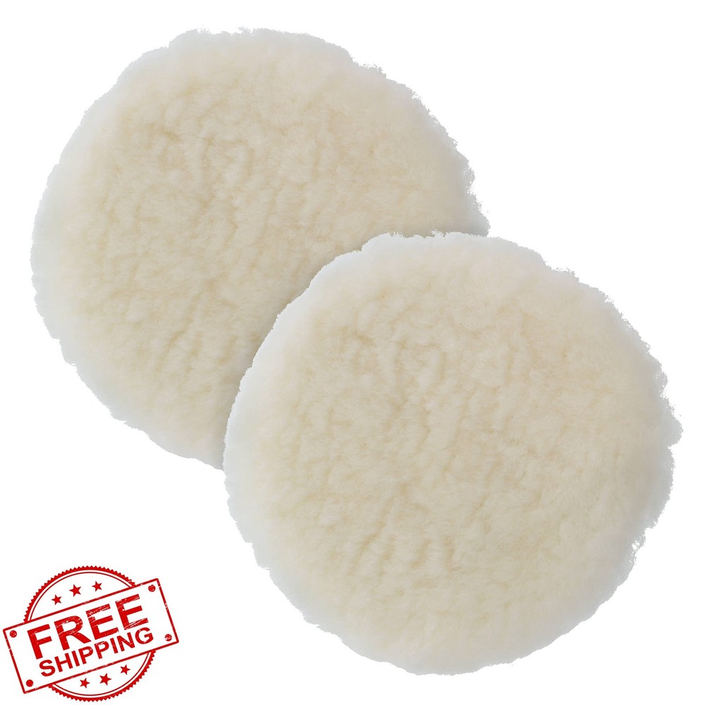 TCP Global 7" Wool Buffing Pads 2 Pack 1" Pile Hook and Loop