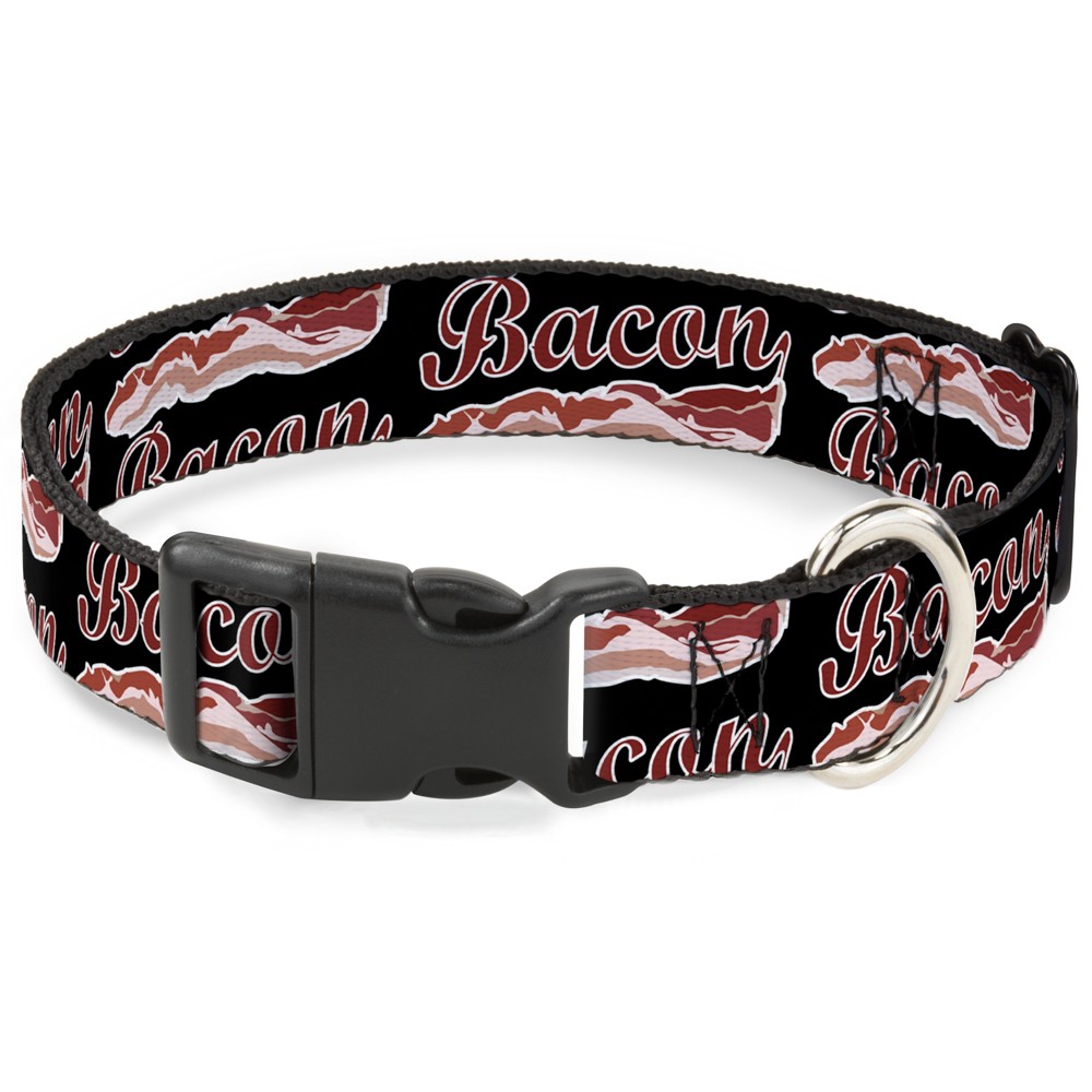 Plastic Clip Collar BACON Baseball Script NARROW-Large 9.5-14.5"