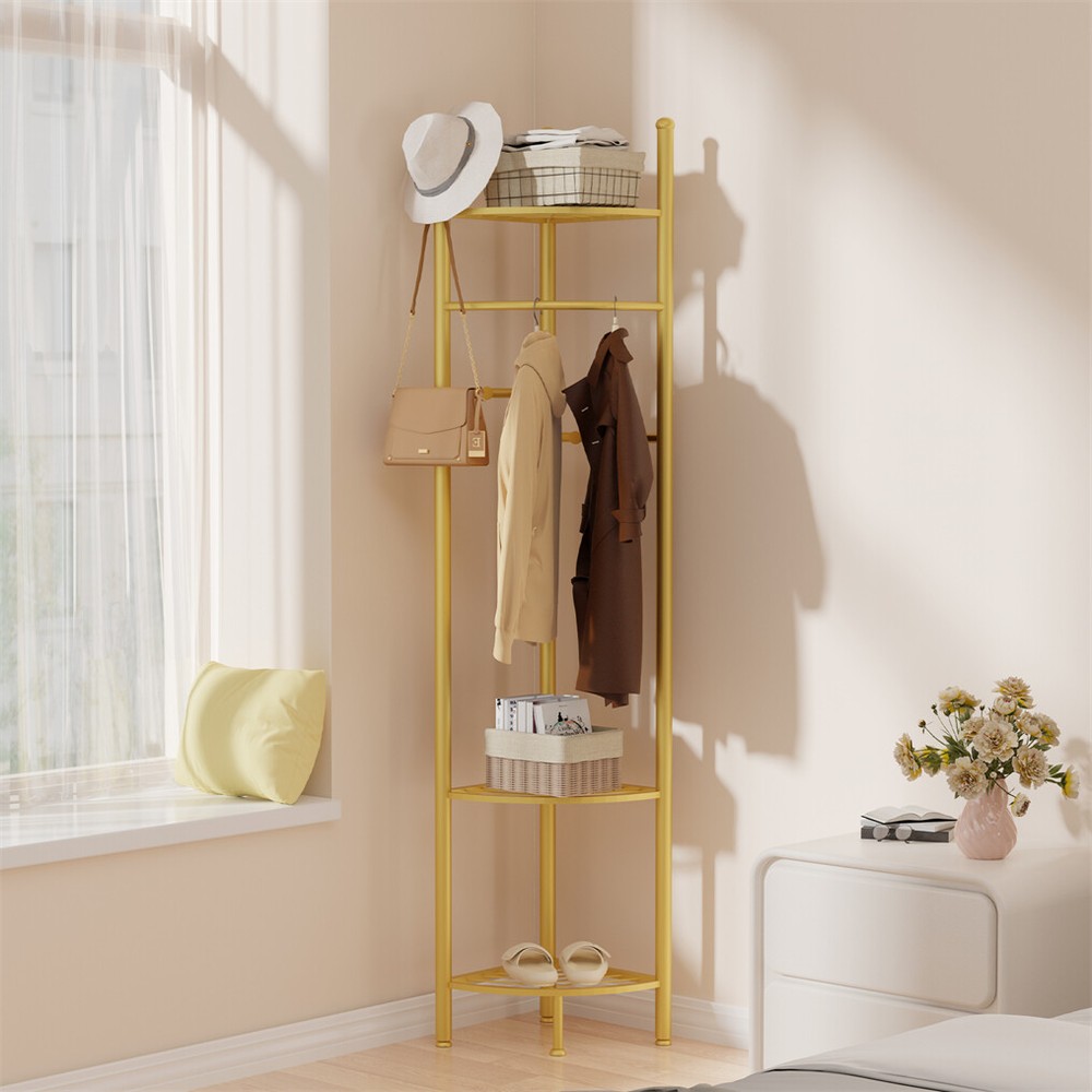 Extra Tall Hat Coat Rack Heavy Duty Corner Clothes Tree Rack Hanger with Shelves