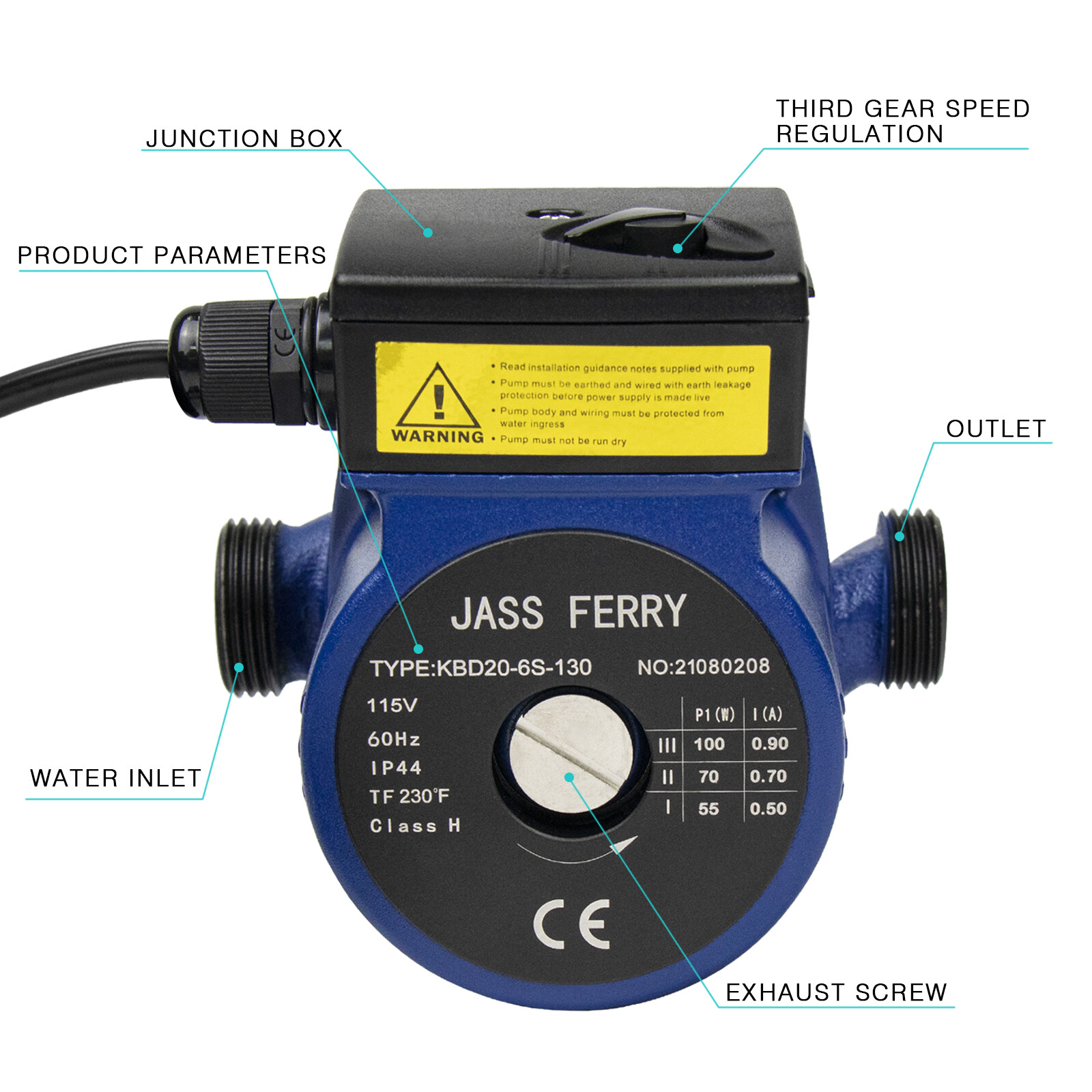 JASSFERRY Circulator Pump Hot Water Recirculation NPT 3/4 inch Replacement