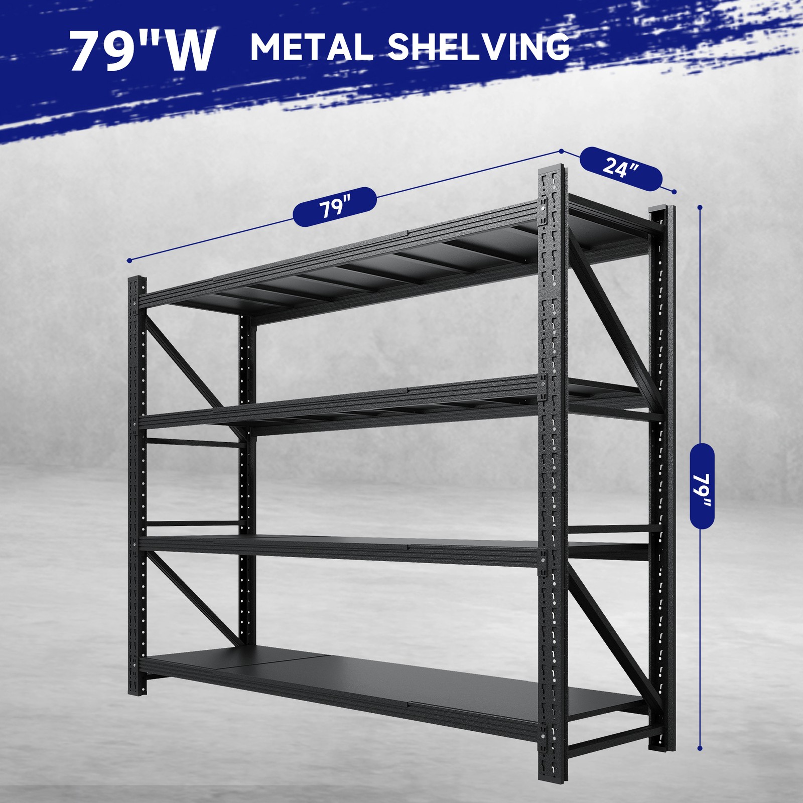 7000lb Heavy Duty Steel Shelves 79"W, Garage/Warehouse/Basement Storage Rack