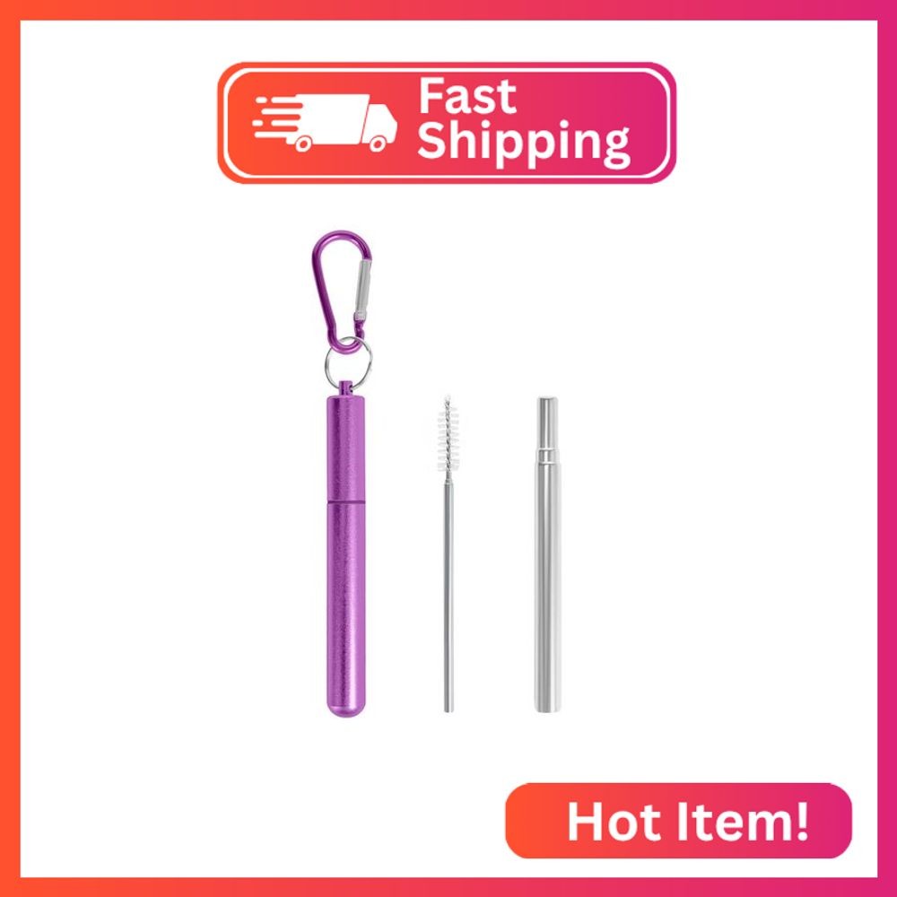 Foweroty 2 Pack Metal Straws(Red&Blue)