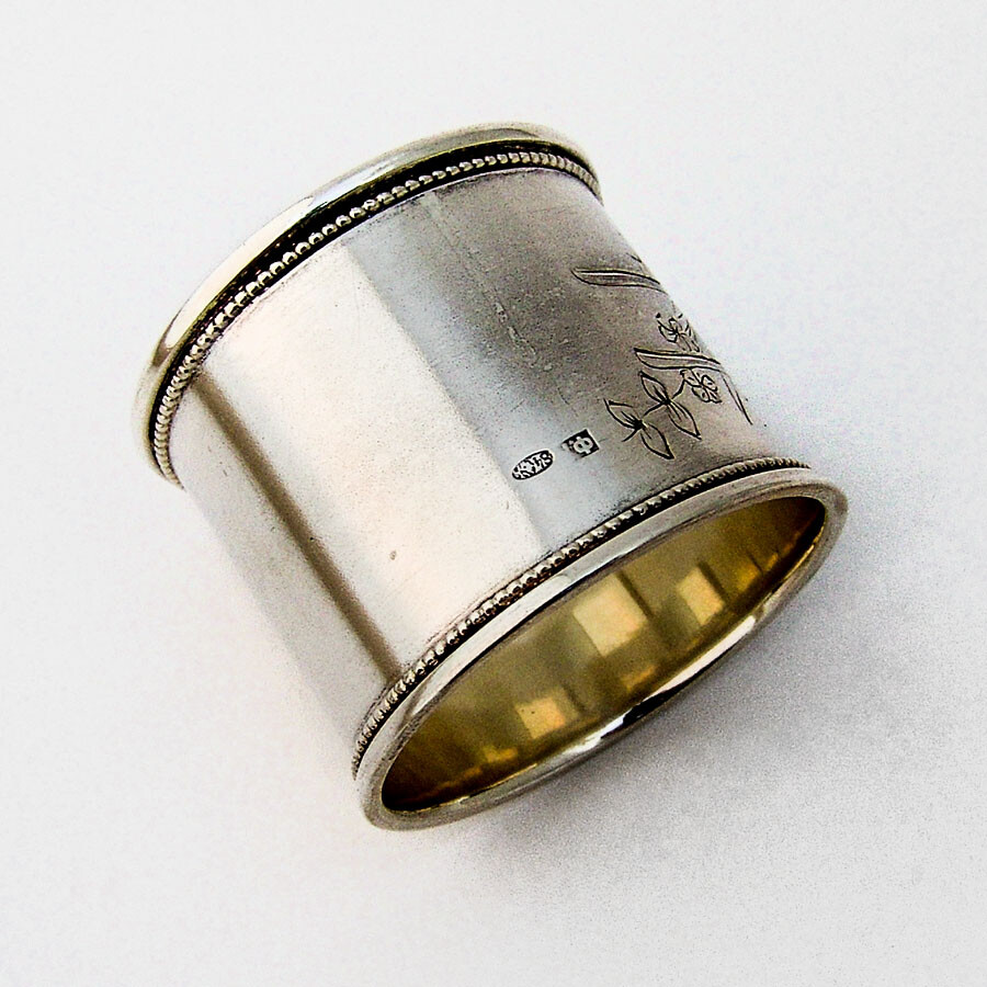 Engraved Russian 84 Silver Napkin Ring 1910 Mono