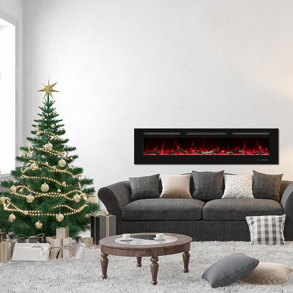 36" Electric Fireplace - Wall Mounted, 13 Flame Colors, Adjustable Temp & Timer