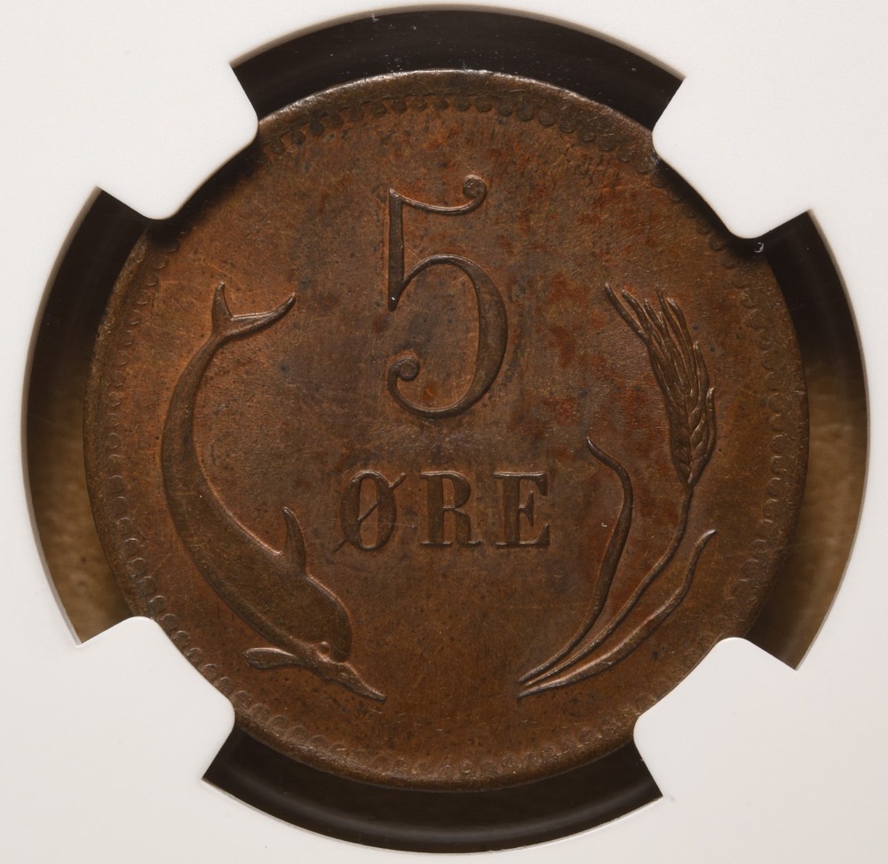 1875 CS Denmark 5 Ore NGC MS63BN