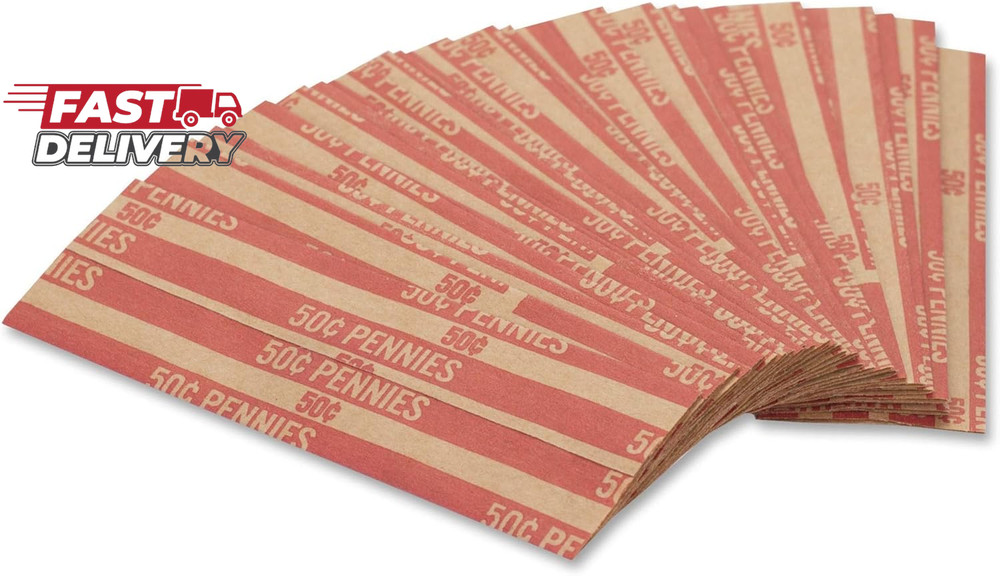 Flat Coin Wrappers - Heavy Duty - Paper - Red