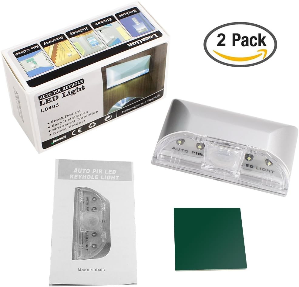 2 Pack Keyhole Light, Infrared IR Wireless Door Lock Lamp, Auto Sensor Motion De