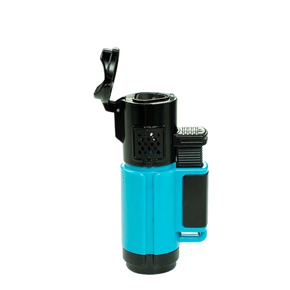 Triple Jet Flame Torch Lighter Refillable Lockable Windproof W/ Cigar Puncher