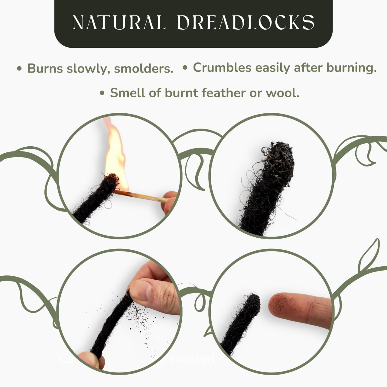Textured interlocd human hair Dreadlock extensions, blunt tips, length: 4 ''- 60